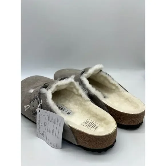 Birkenstock Boston Shearling Stone Coin Suede Leather Men's Size 12 New